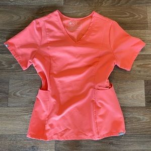 Figs Slim Fit Scrub Top in Coral